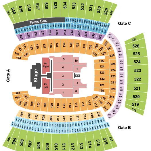 Acrisure concert seating